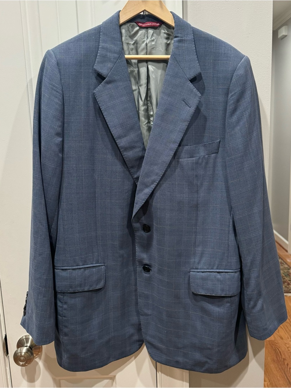 Vintage Samuelsohn Glen Plaid Blazer Super light blue 130's Italian Wool